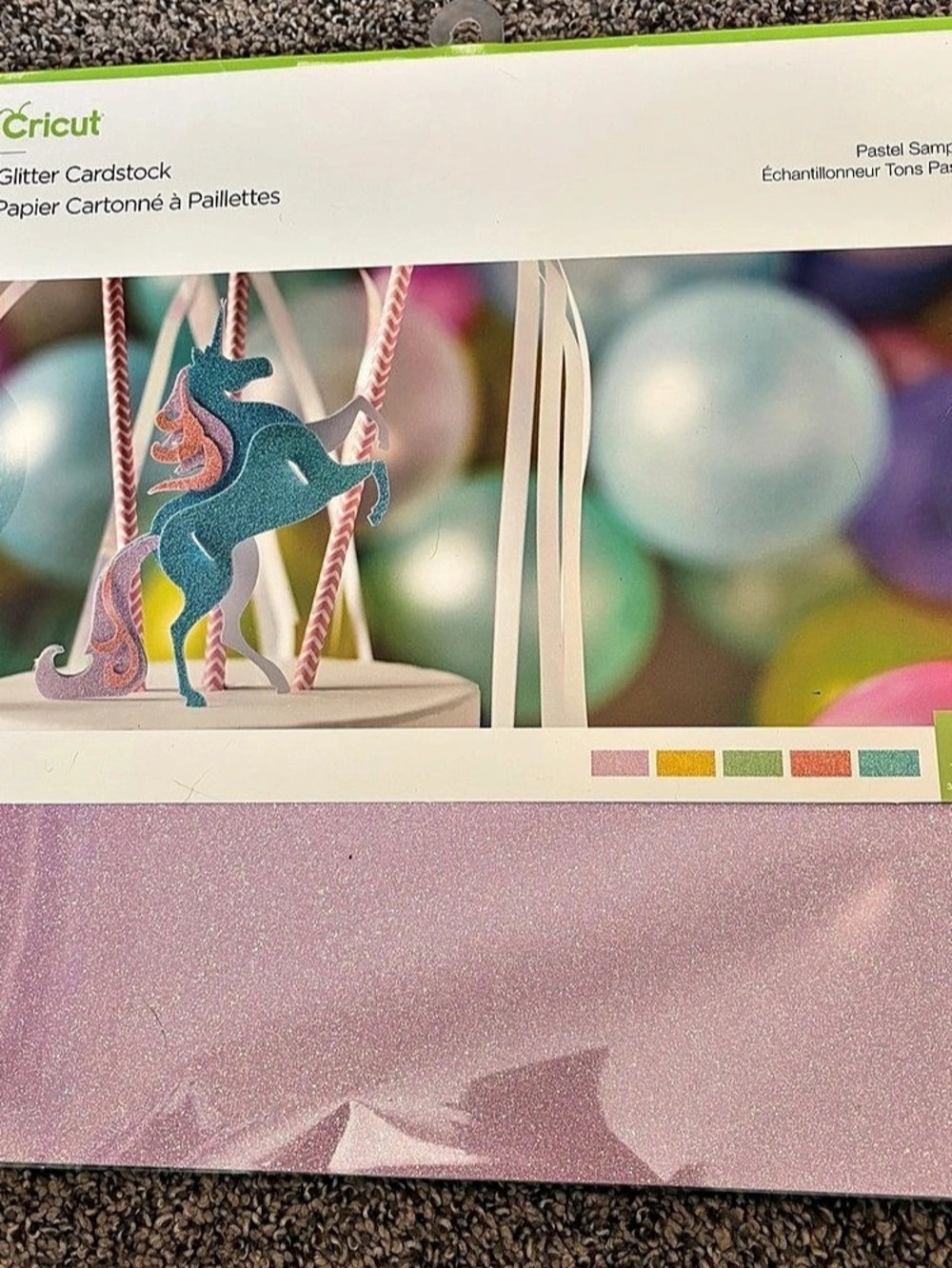 Cricut Glitter Cardstock Pastel Sampler 10 Sheets 12 x 12 in